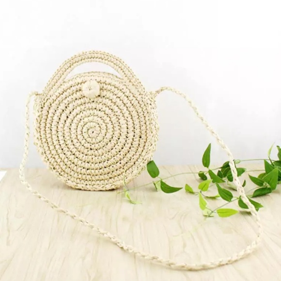 Sale!🆕Straw Circle Beach Handbag Bohemian Rattan - Picture 7 of 16